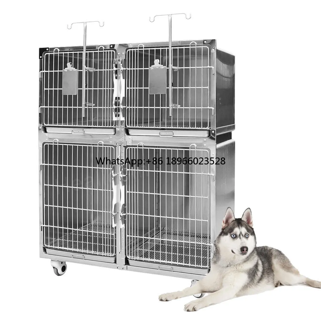 

High Quality Vet Hospital Clinic Equipment Pet Veterinary Inpatient 304 Stainless Steel Animal Dog Cage