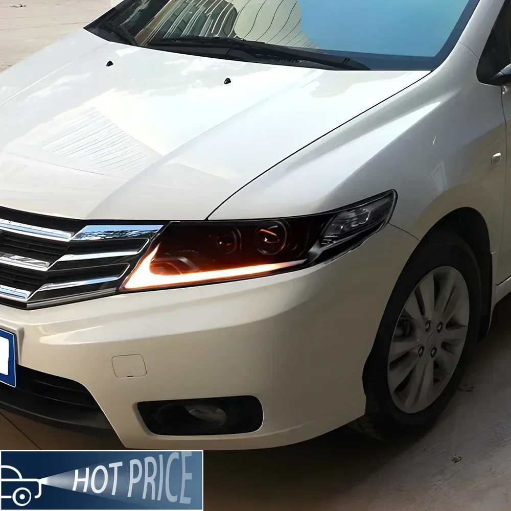 

Для Honda City 2008-2014 автомобильные передние фонари, обновление, высокое качество, 2 линзы проектора, аксессуары, светодиодные автомобильные фары в сборе