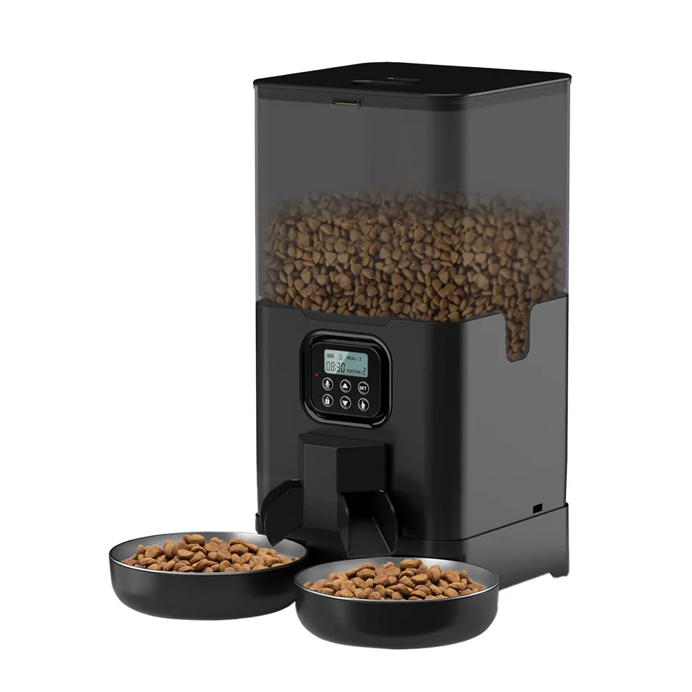 

Pet Fully Automatic APP Feeder Square Cat and Dog Feeder Double Meal Button FeederDWC110006