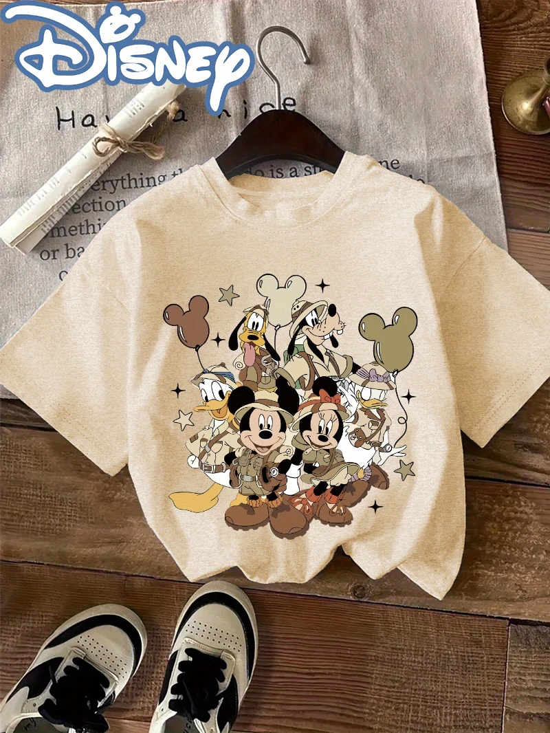 

Ladies' Disney T-shirt Round Neck Short Sleeved, Classic Character Pattern Summer Pure Cotton Comfortable and Fashionable Top