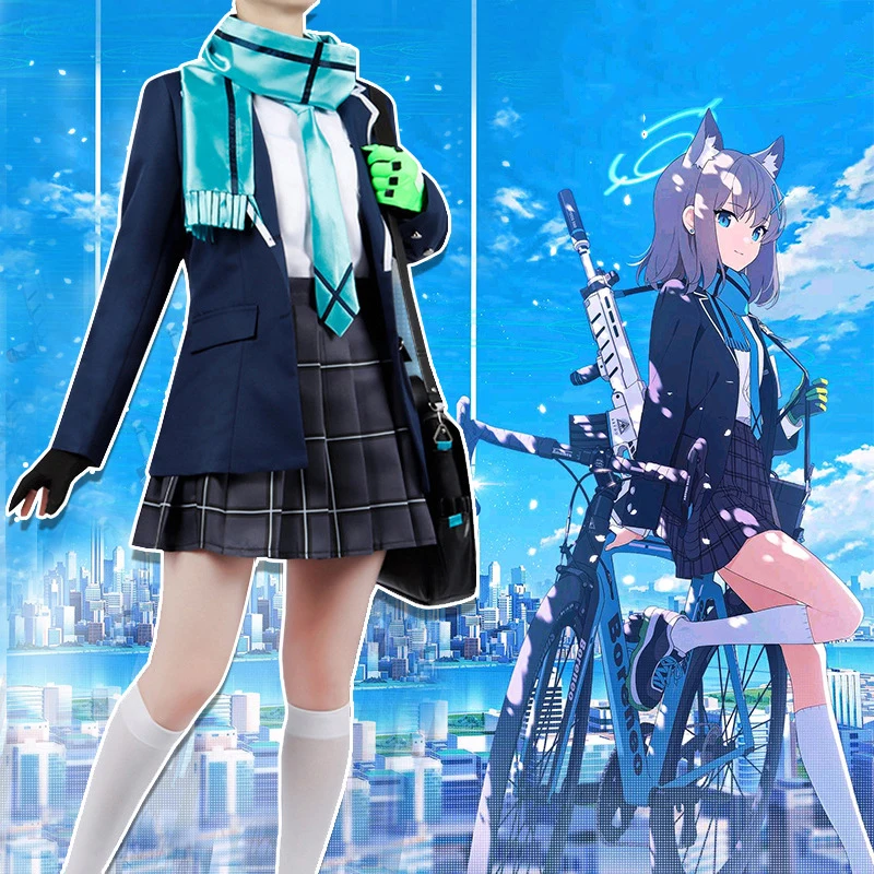 Anime Game Blue Archive Sunaōkami Shiroko Cosplay Costume Day Han JK School Uniform Woman Kawaii Halloween Carnival Suit