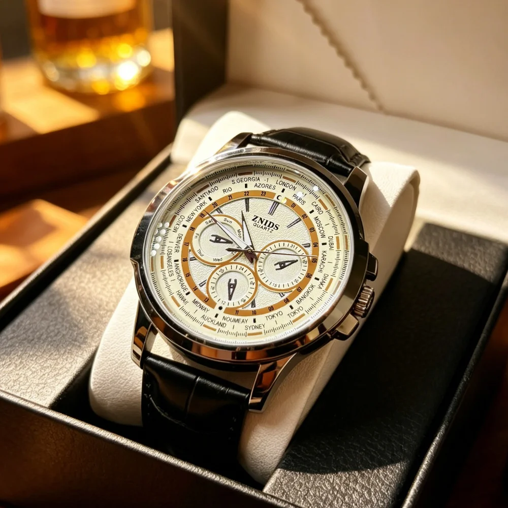 

Trendy Men's Casual Quartz Watch, Retro Business Men's Watch, Waterproof and Wear-Resistant Leather Strap, Light Luxury and Stylish Men's Watch, Versatile Men's Fashion Watch for Daily Commuting and Parties, Hot Sale
