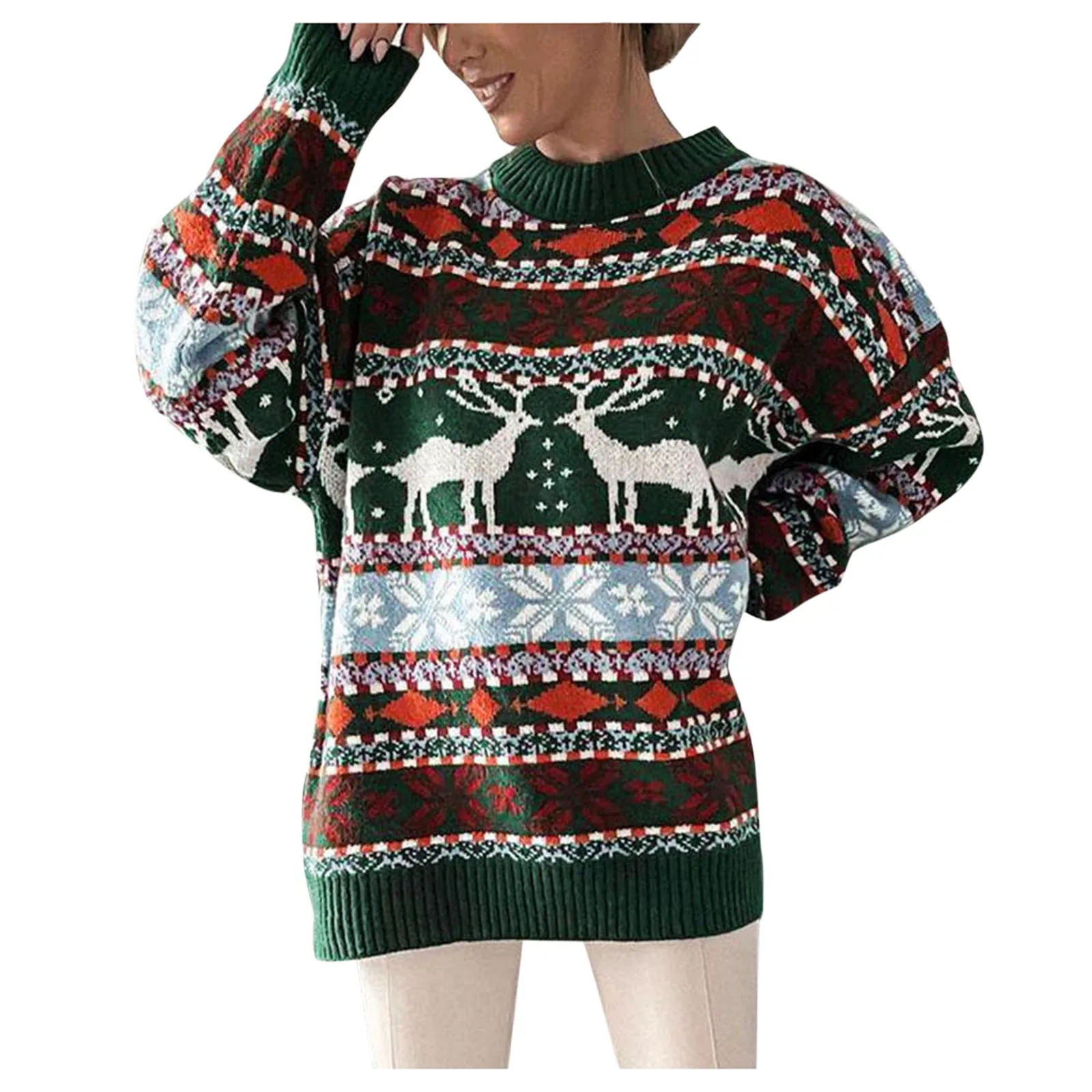 Ugly Christmas Sweater Deer Knitted Oversized Pullovers Soft Warm Quality Harajuku Festival O-Neck Vintage Casual Women Clothing