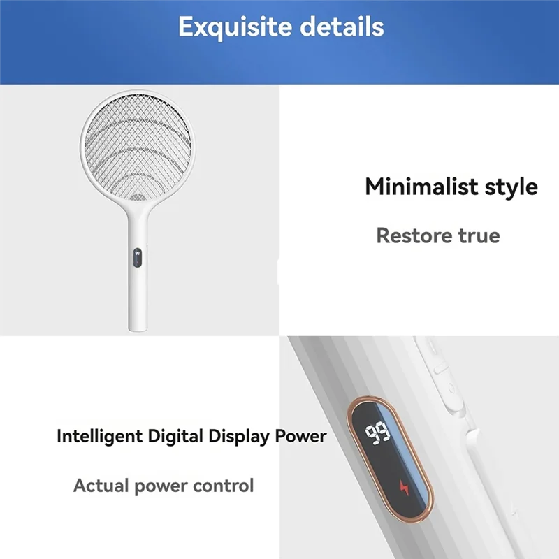 ABWM-Smart LED Power Display Wall-Mounted Repellent Lamp Electronic Mosquito Swatter E3 Rechargeable 2000Mah
