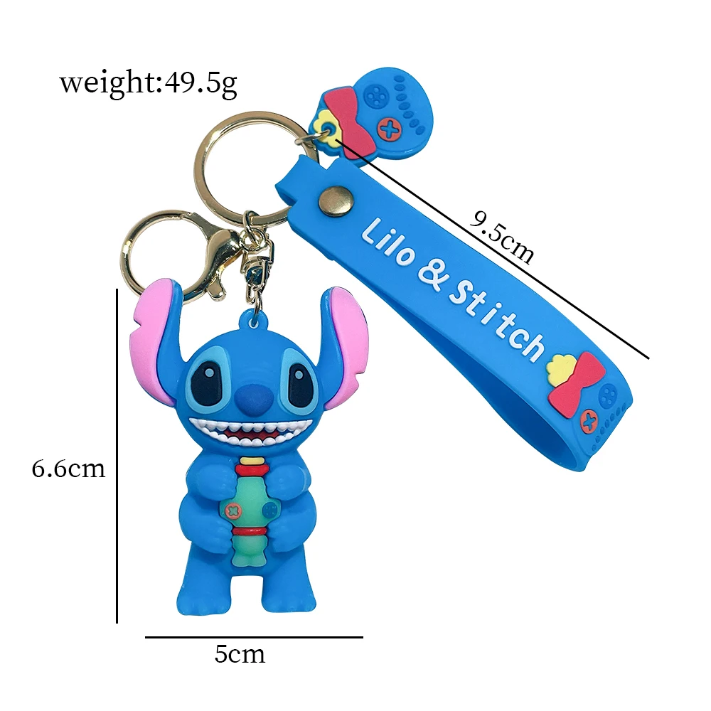 Cute Stitch Silica Gel Keychains Cartoon Lilo Stitch Anime Keyholder Disney Pendant Keyrings forBag Hanging Jewelry Gifts