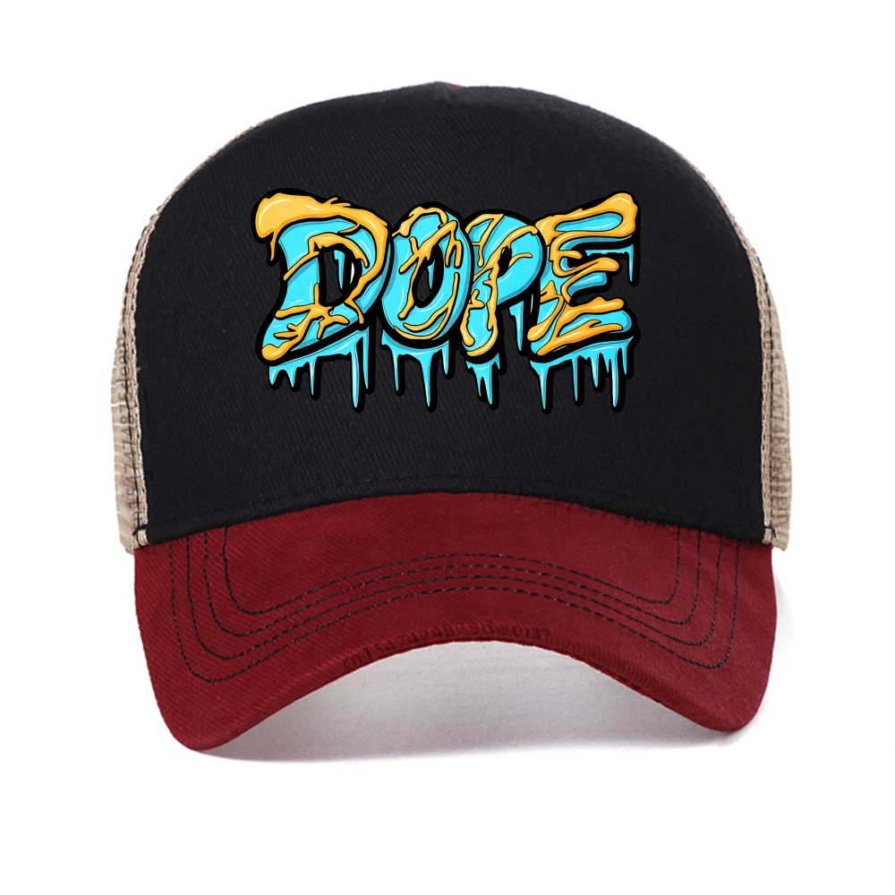

DOPE letter printed cap Summer men's casual fashionable creative baseball cap women's mesh Breathable snapback hat trucker hats