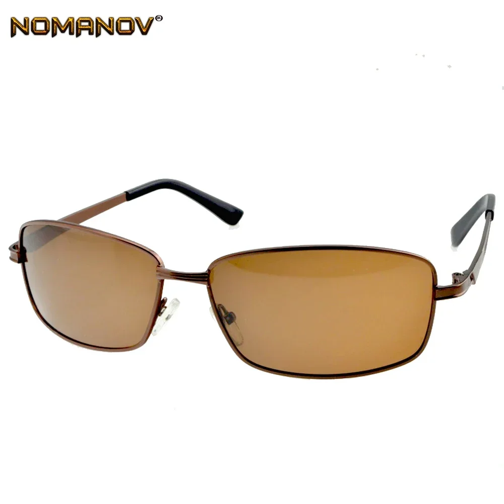 Alloy Double Bridge Brown Polarized Sunglasses Uv400 Uv100% Mens Shield Sports Brown Lenses Sun Glasses Outdoor Driving Fish