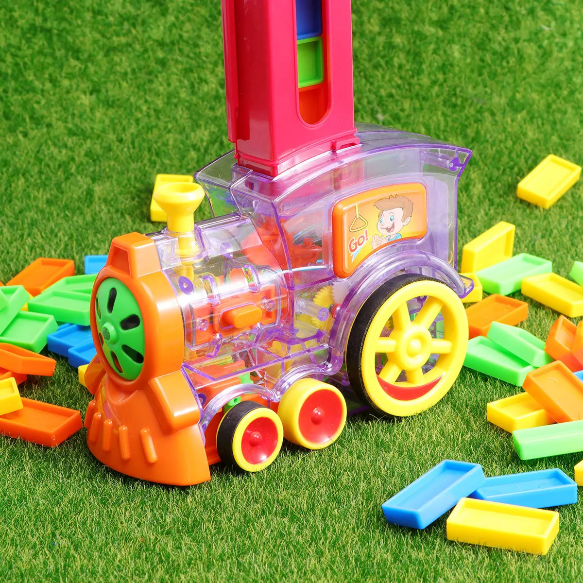 80 stuks elektrische dominotrein educatieve doe-het-zelf interactieve set voor kinderen leuk spel dat intelligentie ontwikkelt