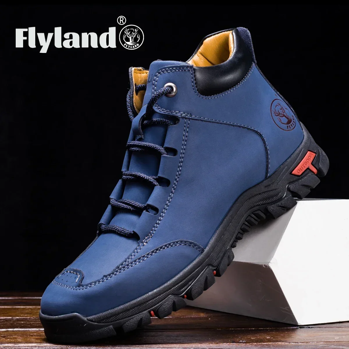 FLYLAND Men\'s Ankle Boots All Seasons Classic Casual Leather Shoes Handmade Boots Gig Size