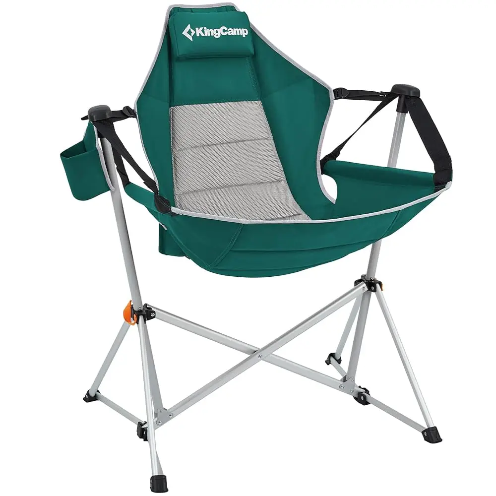 

Hammo Camping Chair Folding Rochair Heavy Duty Portable Swing Recliner Chair With Pillow For Outdoor Lawn Backyard