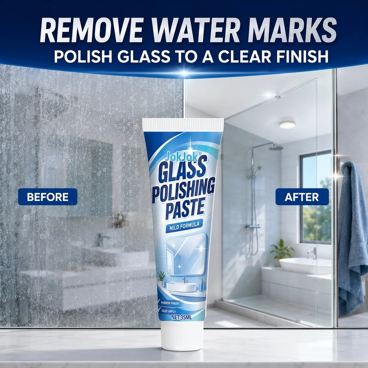 Daily Care Paste for Shower Screens And Tile Surfaces, Helps Refresh Dull-Looking Areas And Everyday Residue, Convenient Paste