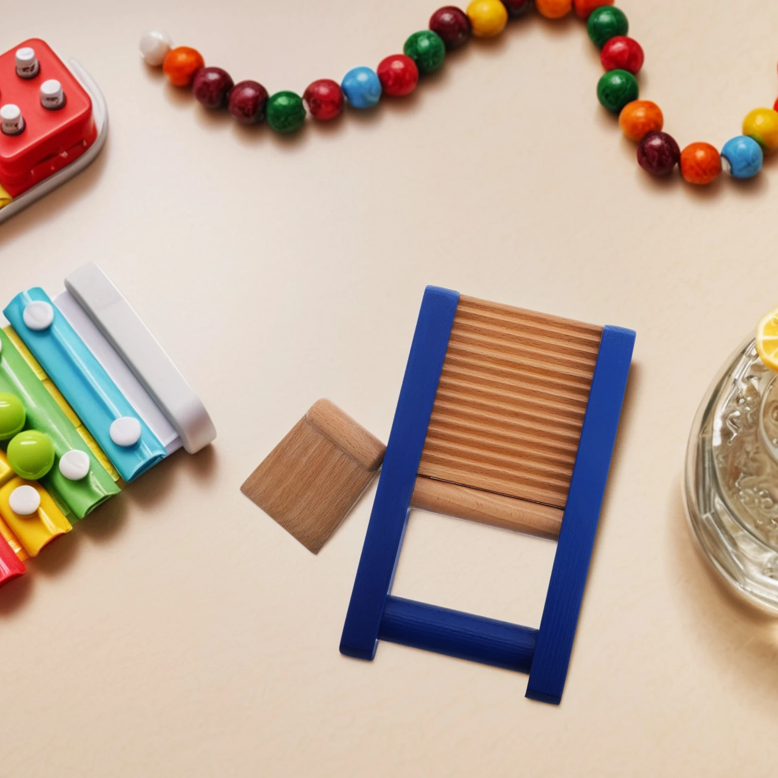 Planche à grattoir en bois pour enfants, Instrument de musique, jouet pour tout-petits, couleur bleue, accessoires de Percussion pour l'éducation précoce en toute sécurité pour bébé
