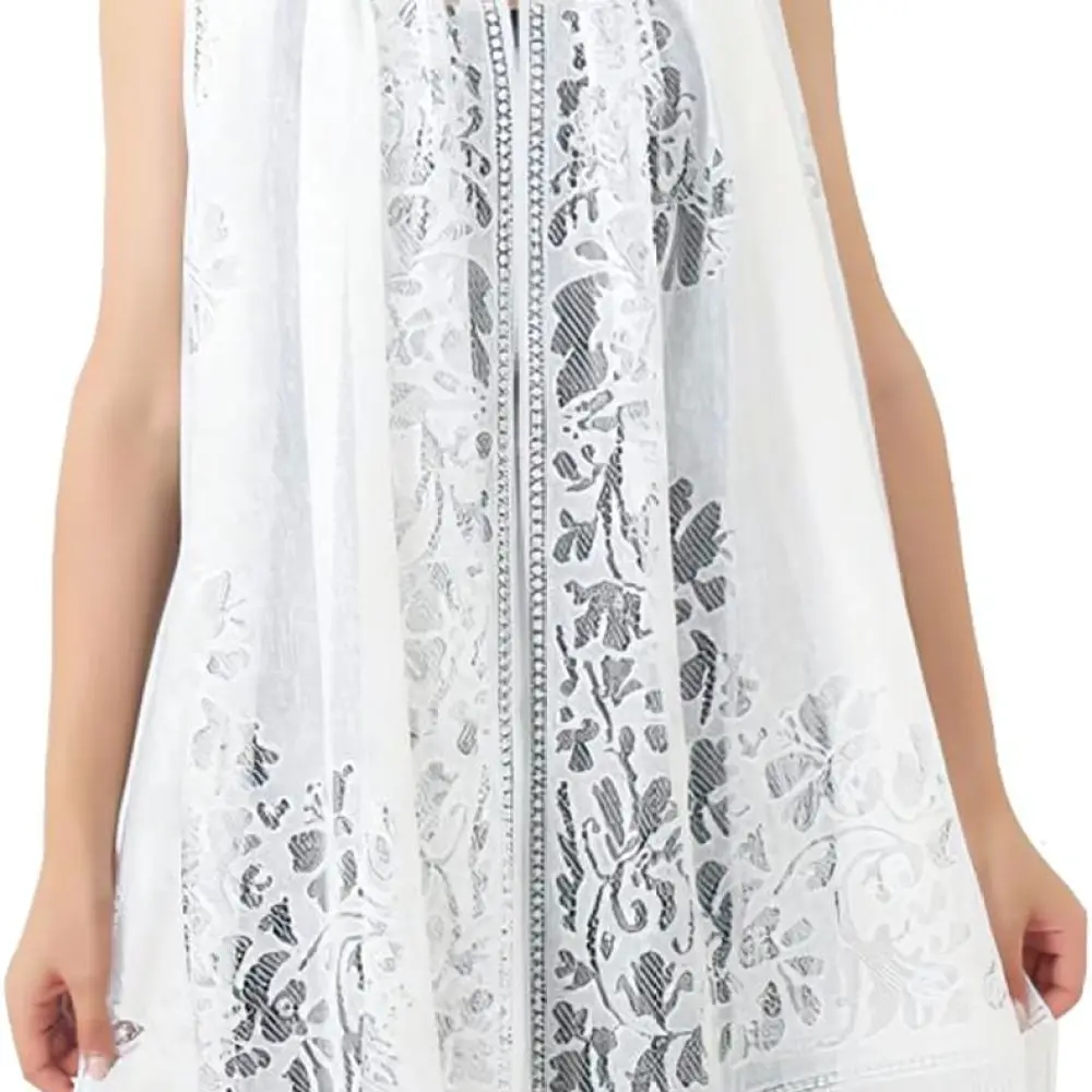 Elegant Sheer Lace Wrap For Wedding Bride Bridesmaid Party Evening Dress Formal Floral Design Lightweight Summer Scarf