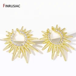 Fashion Necklace Making Accessories 18K Gold Plated Brass Sun Charms,Inlaid Zircon Sun Pendant For DIY Jewelry Making Supplies