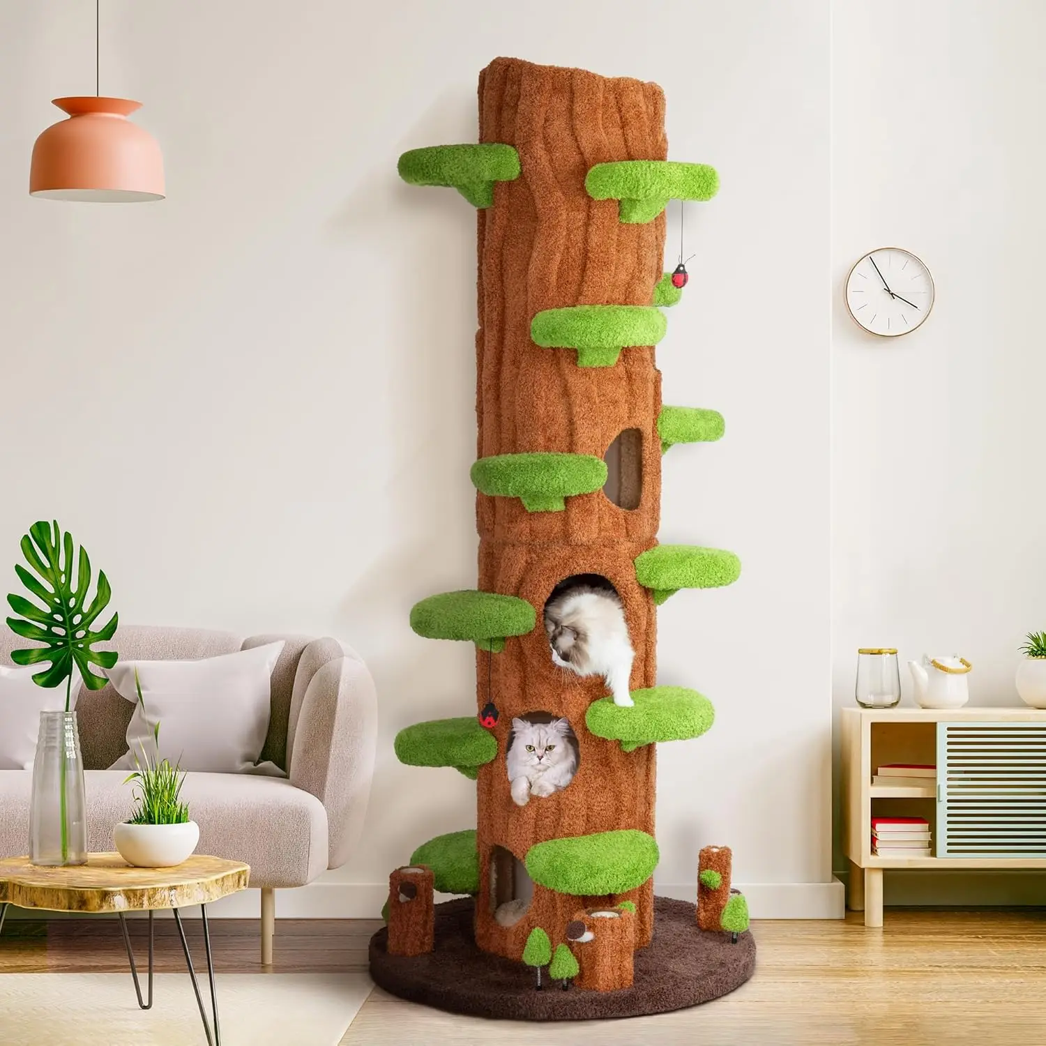 

90.5" Tall Cat Tree with Condo Cushion Scratching Board Plush Platform Perch for Indoor Cats, Customized