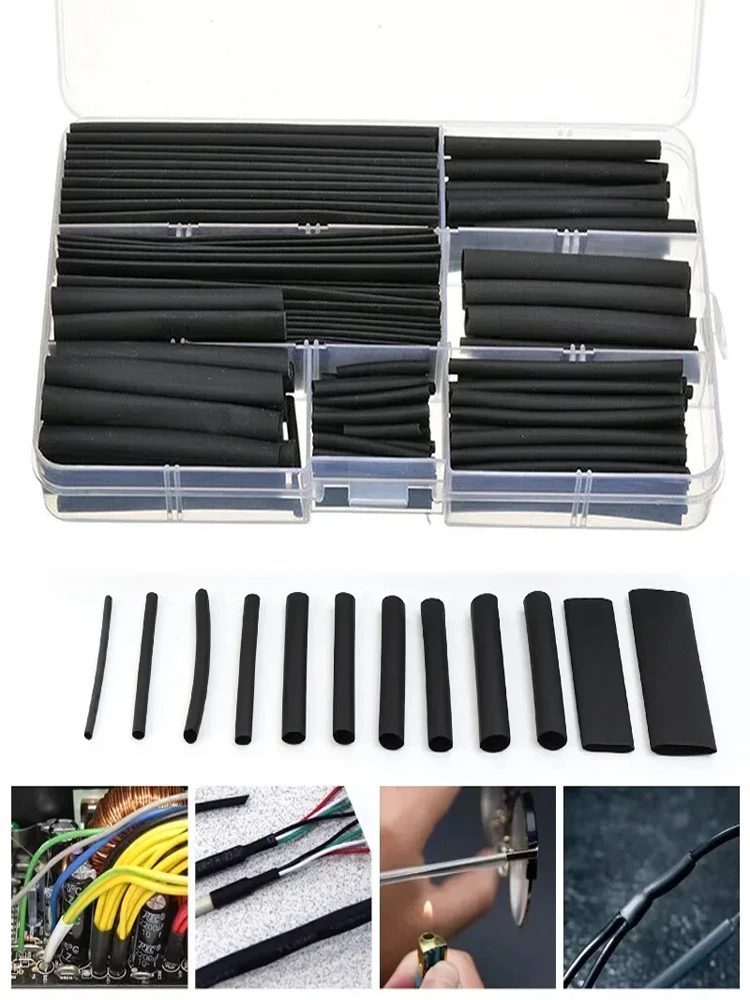 Zwarte krimpkousset voor reparatie van draadkabels Polyolefine kousassortiment Elektrische isolatie Verbindingsbescherming - afbeelding 2