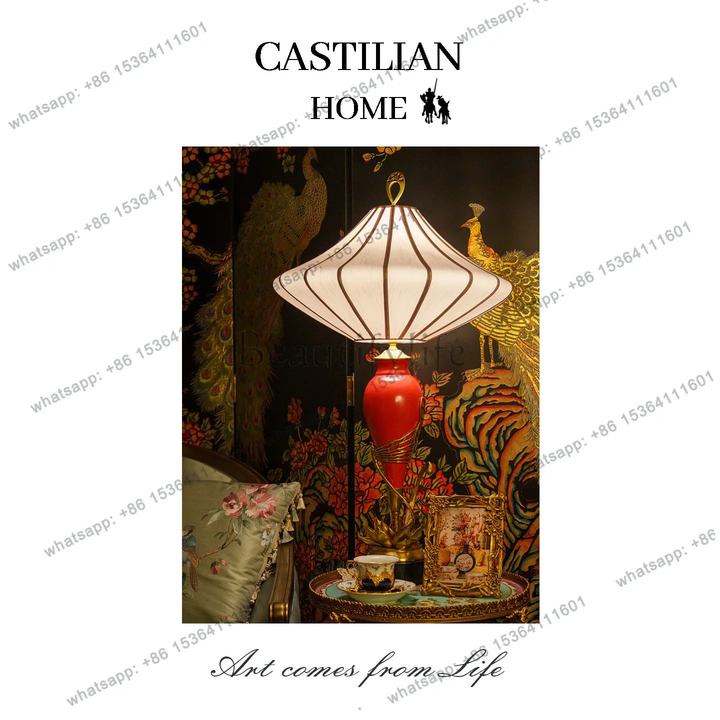 HOT French art ceramic table lamp, new Chinese high-end decorative lamp C4039