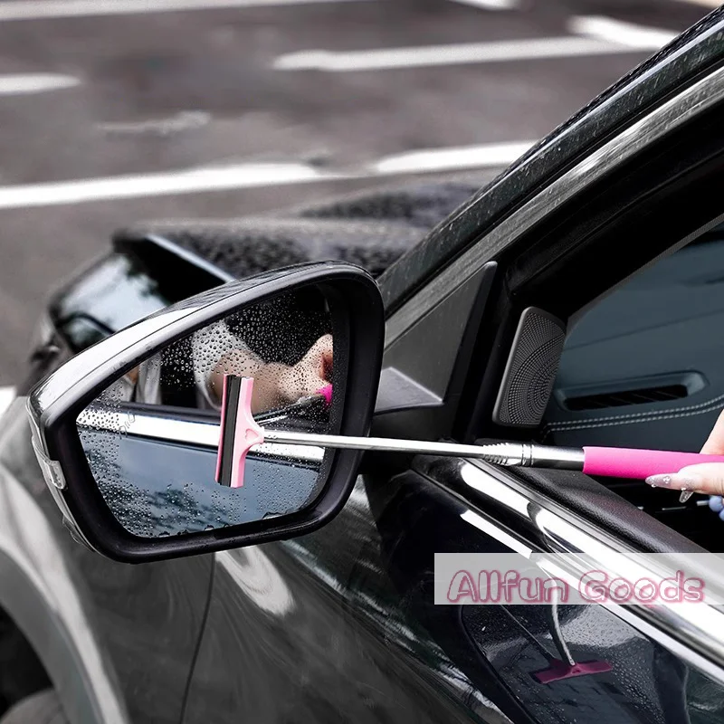 [TG835]Car Rearview Mirror Wiper, Telescopic Squeegee For Auto Glass, Portable Water Cleaner Rod, Mini Automotive Cleaning Tool