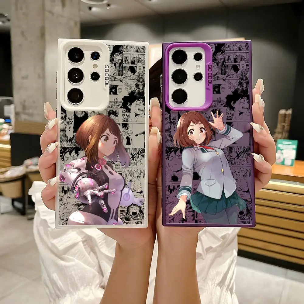 Anime Ochaco Uraraka Telefon Fall Für Samsung Galaxy S25 S24 S22 S23 Ultra S21 S23 Plus 5G glänzende TPU Abdeckung Stoßfest Funda