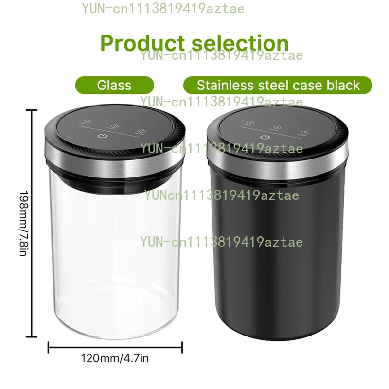 ABRE-Vacuum Coffee Canisters With Airtight Lids 33Kpa Auto Vacuum And Stop Touch Screen Storage Jar 1.6L/54Oz