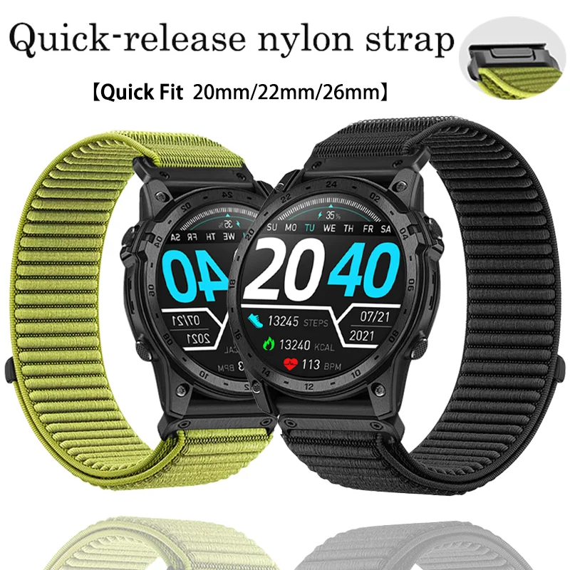 

Быстросъемный нейлоновый ремешок 20/22/26 мм для спортивного браслета Garmin Fenix 8/Tactix8/Quatix8 Garmin Instinct3/Forerunner 970 965 Band