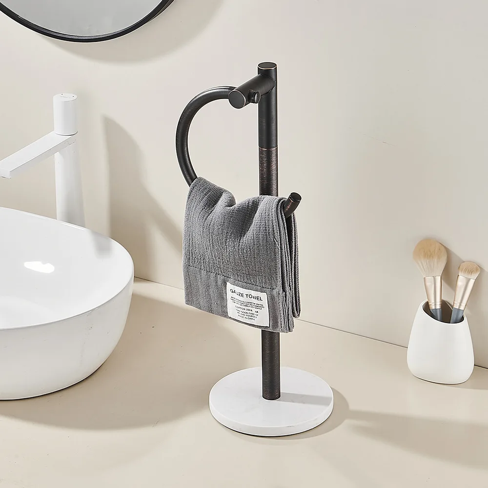스테인레스 스틸 바닥걸이 수건걸이 - 대리석 받침대가 있는 욕실용 스탠딩 수건걸이, 모던 독립형 수건걸이
