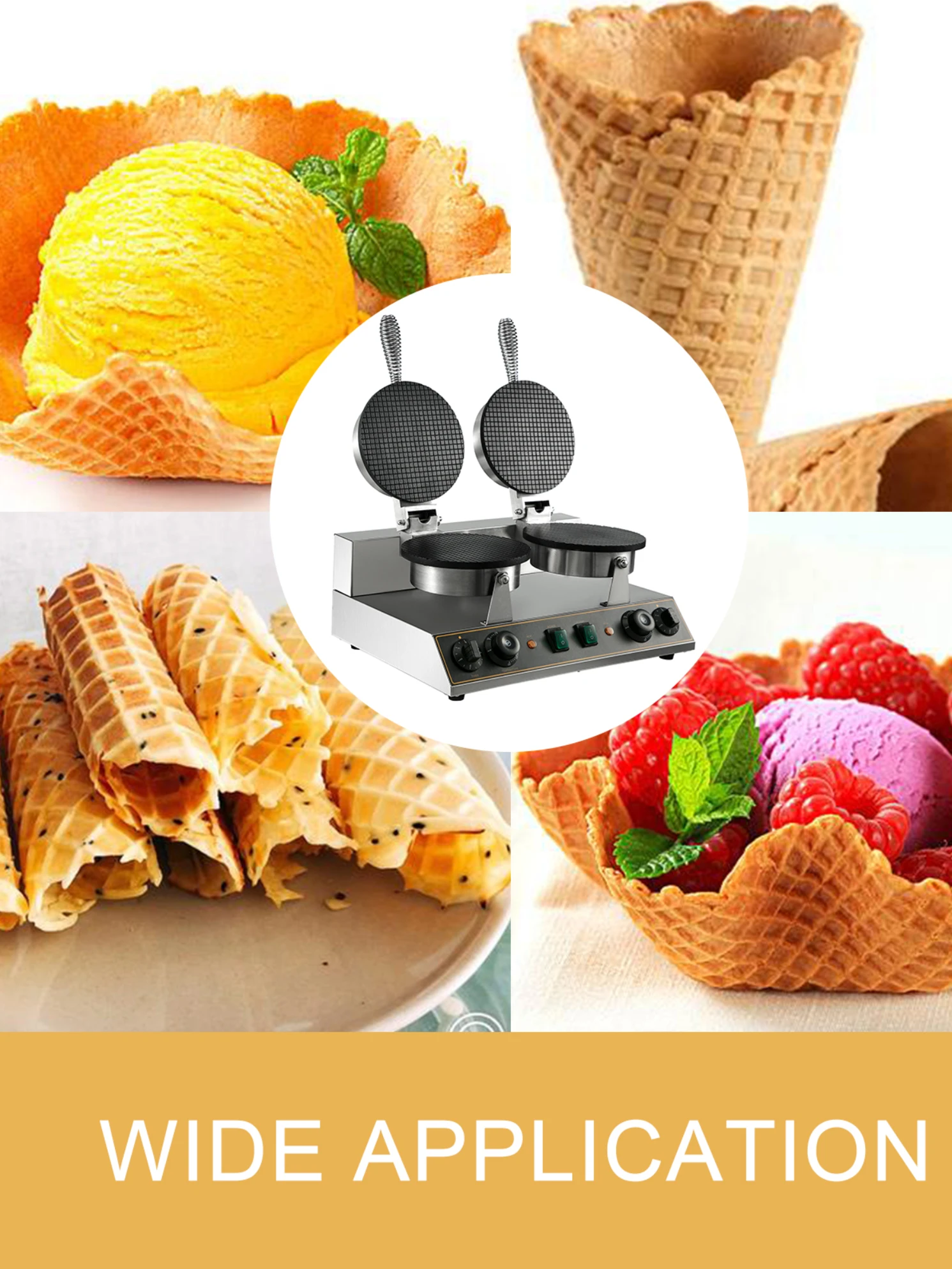 VEVOR Single/Double-head Electric Waffle Maker 180mm Nonstick Plate Cake Baking Machine Round Waffle Gaufriers Kitchen Appliance