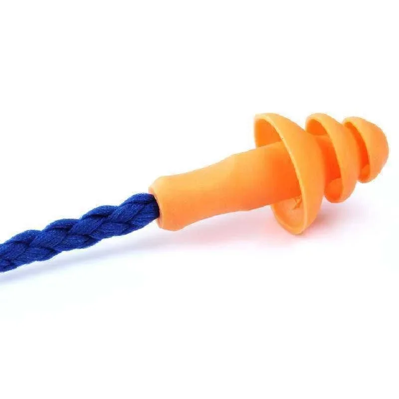 10Pcs Soft Silicone Corded Ear Plug Protector Reusable Hearing Protection Noise Reduction Safe Work Comfortable Earplugs Earmuff