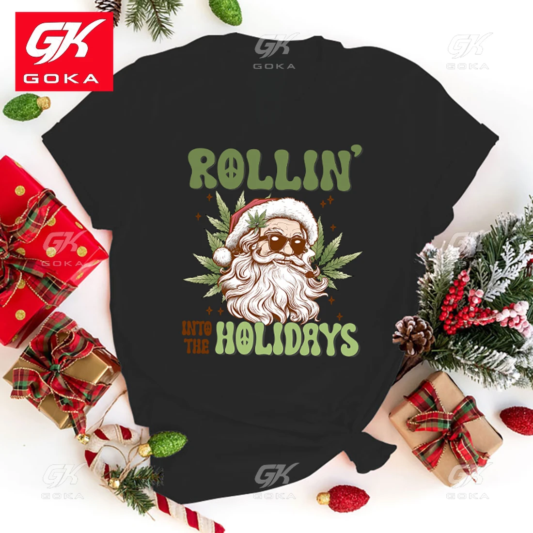 New Christmas Rollin in To The Holidays Print Cotton T Shirt Womens Men's Short Sleeve Tees Fashion Cool Hip Hop Casual T Shirts