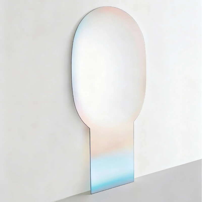 Modern simple stained glass full-body mirror living room against the wall floor dressing mirror