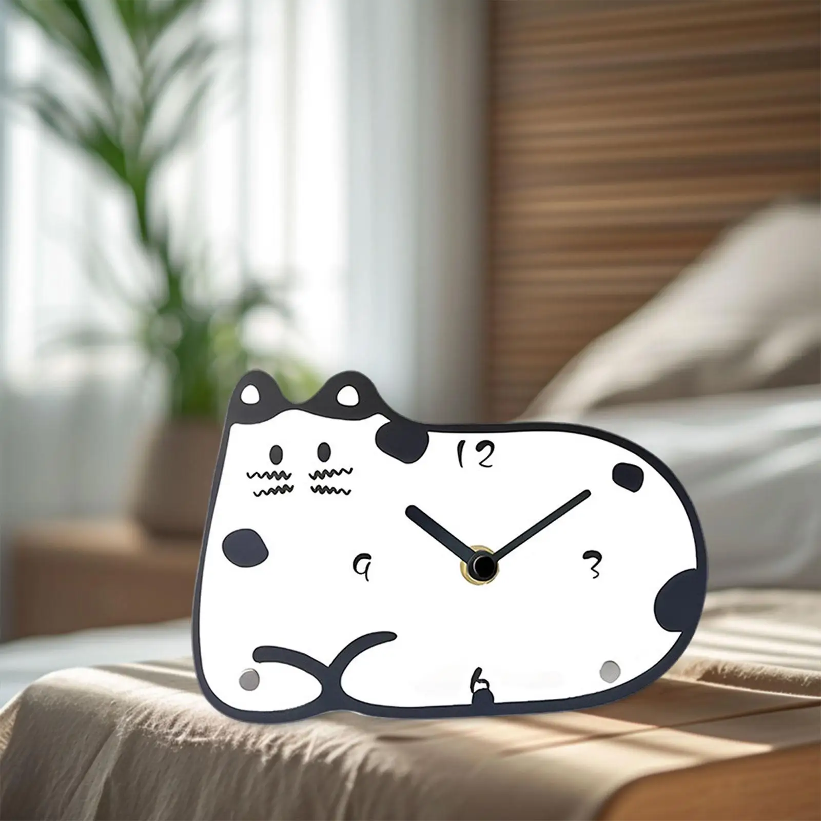 Cat Desk Clock Modern Creative Design Non Ticking Acrylic Clock Decoration for Living Room Bedroom Indoor Bathroom Study Room