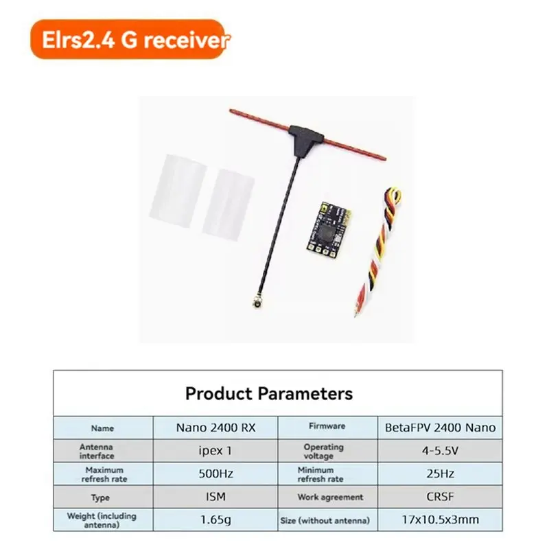 ABXE-5X ELRS Receiver 2.4Ghz NANO Expresslrs Receiver CRSF With T-Type Antenna For RC FPV Traversing Drones Parts