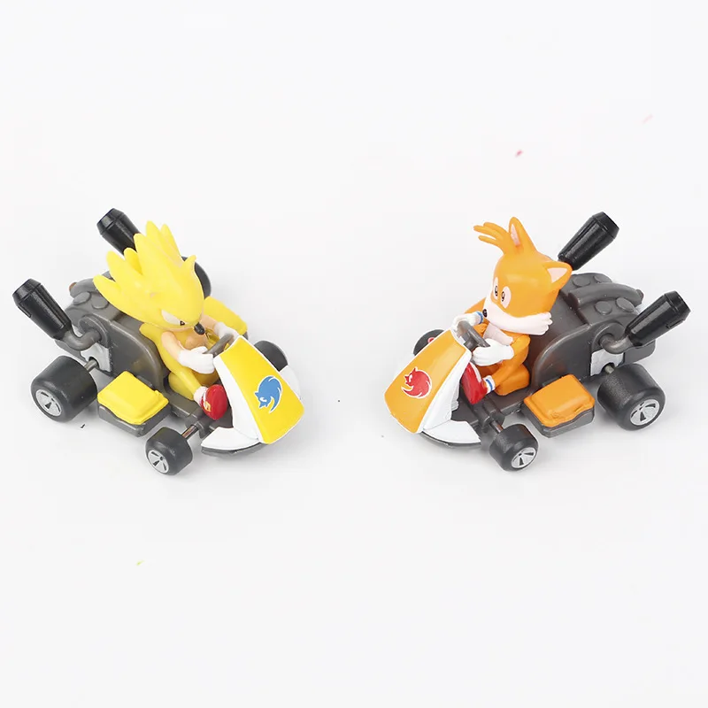 Sonic New Kart Toy 6pcs Set Cute Game Figure Car Racing New Cartoon Anime Karts Model Ornaments Home Decoration Children Gift