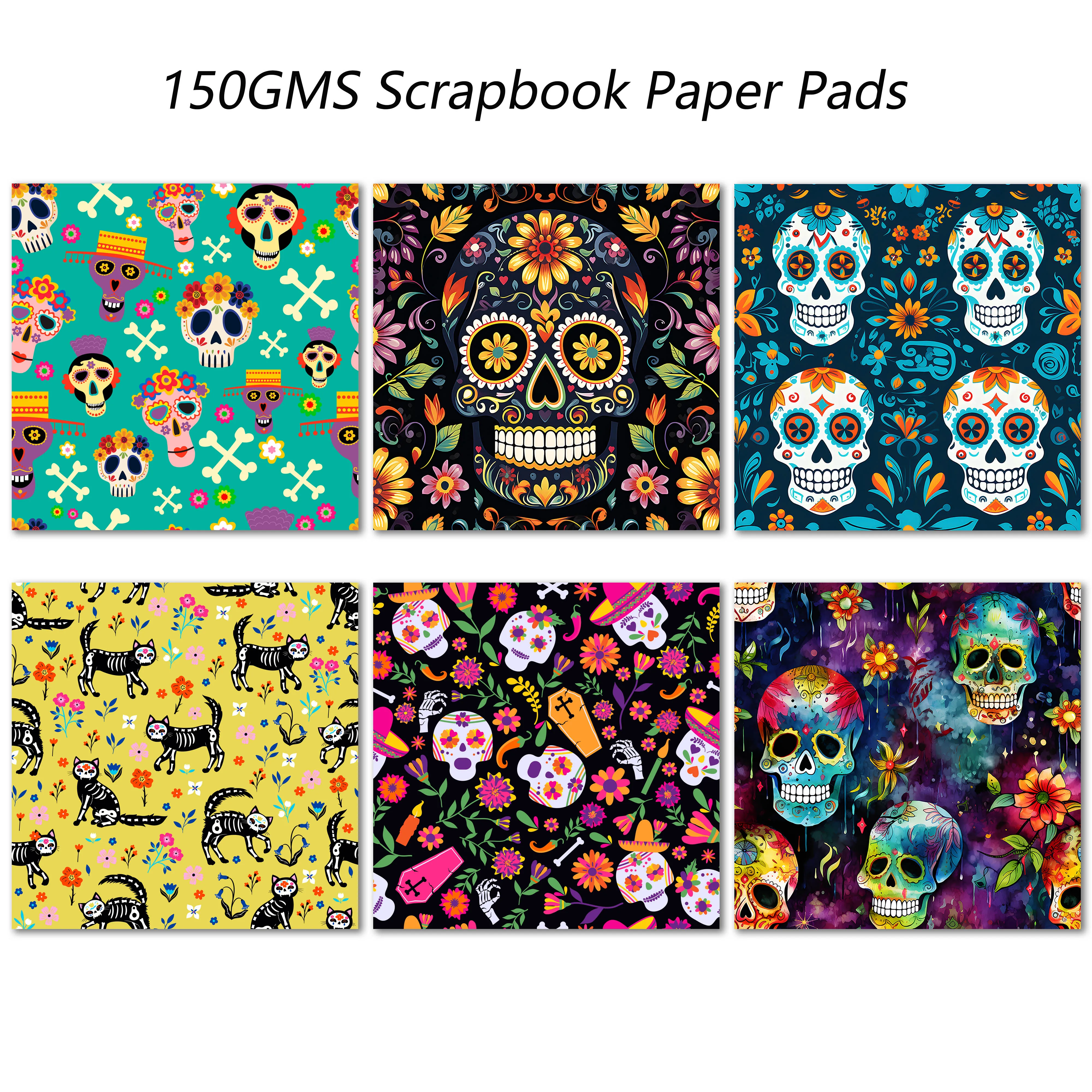 36sheets Mexican Skull Music Halloween Scrapbook Paper Pads,Perfect for Journal Supplies,Arts Crafts,Scrapbooking Supplies