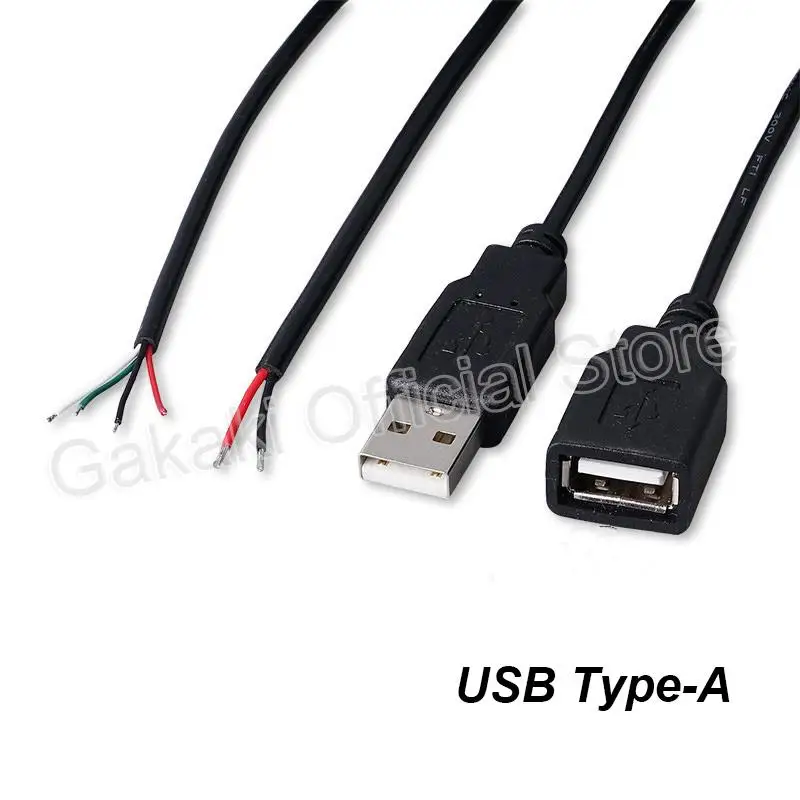 Micro USB 2.0 A Female Male Jack Power Supply Extension Cable 4 Pin 2 Pin 4 Wires DIY Data Line Charging Cord Type-C Wire