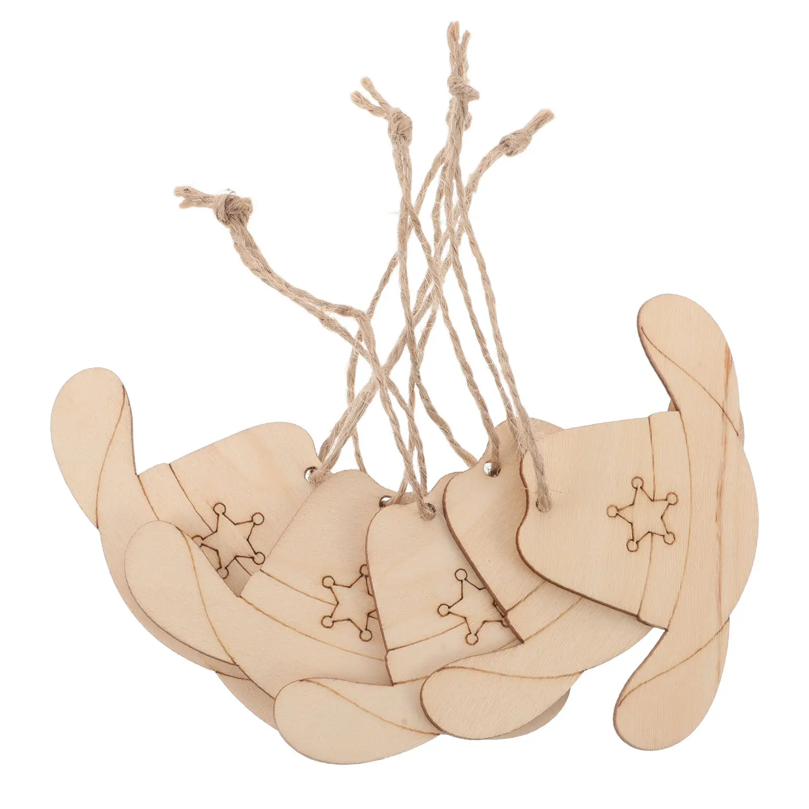 50Pcs Wooden Cowboy Hat Cutouts Unfinished Wood Craft Pieces for DIY Crafting Painting Hanging Decor Western Theme Party Favors