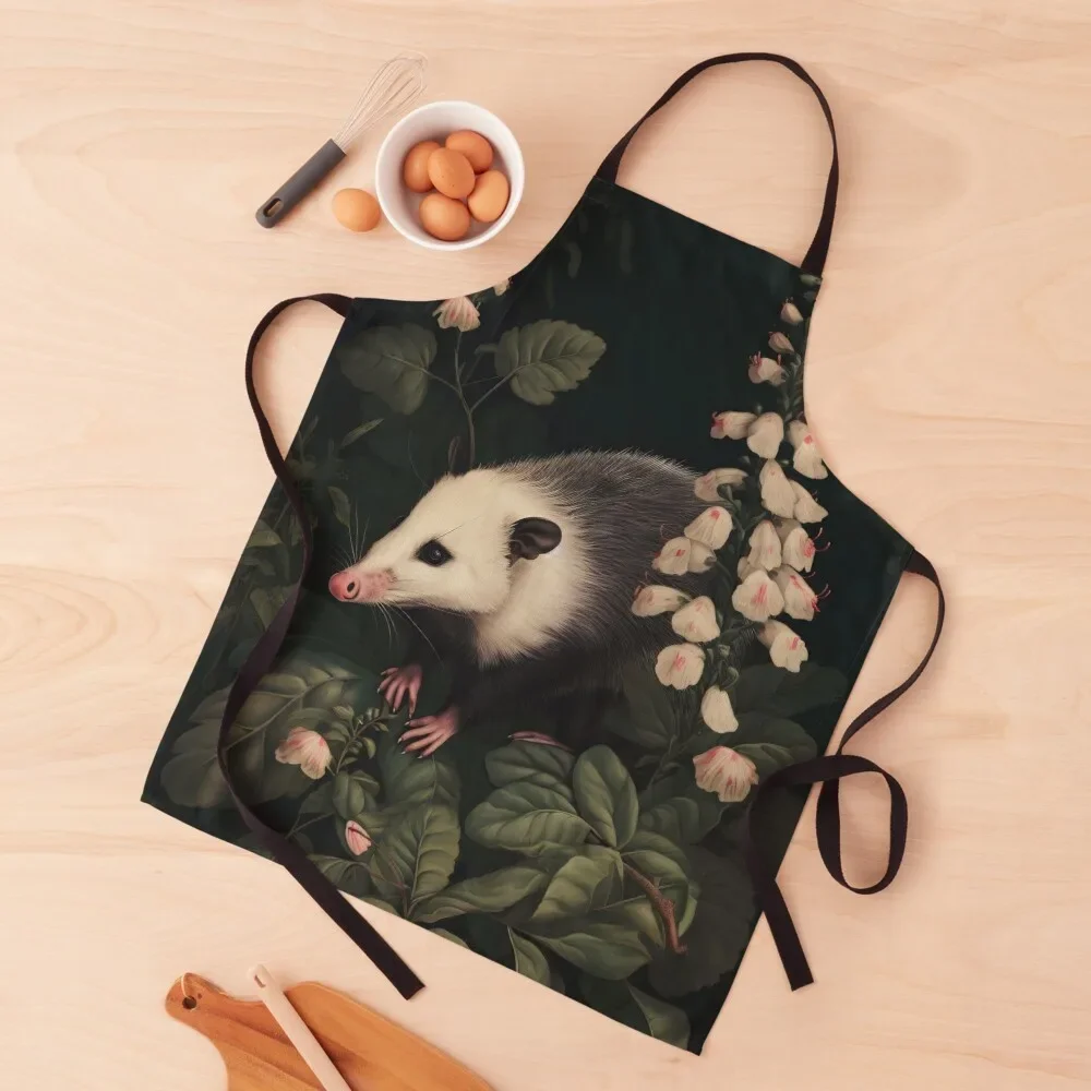 Vintage Opossum Illustration Apron Barber Customizable painting Apron