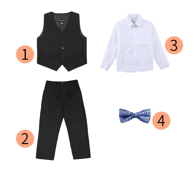 

Boys and children's suit set Coat, shirt, jacket, pants, bow tie optional Dress 5 6 7 8 9 10 11 12 13 14 15 16 years old speech