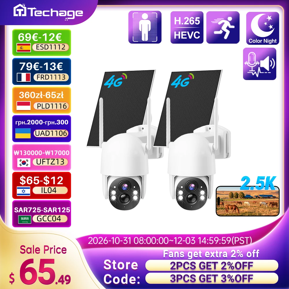 Security Camera System Solar 4G - Cámara de seguridad solar inalámbrica para