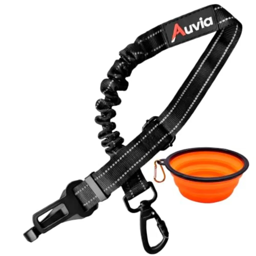 Dog Car Seat Belt for Vehicle Safety, Adjustable Dog Seat Belt Tether with Bungee Stretch, Seat Belt Clip and Headrest Loop, In