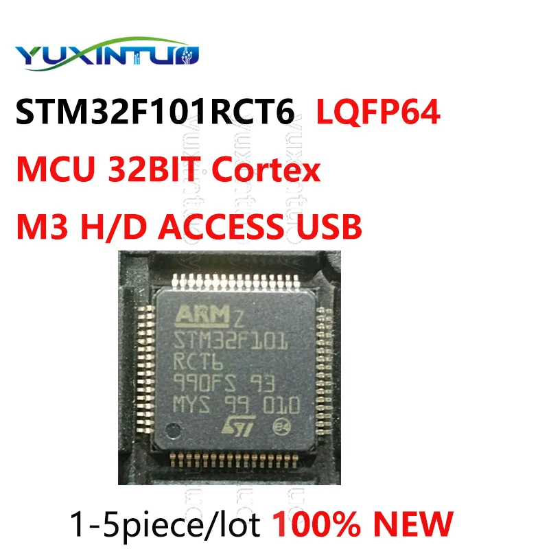 1-5piece/lot 100%New STM32F101RCT6 STM32F101 LQFP64 MCU 32BIT Cortex M3 H/D ACCESS USB chip