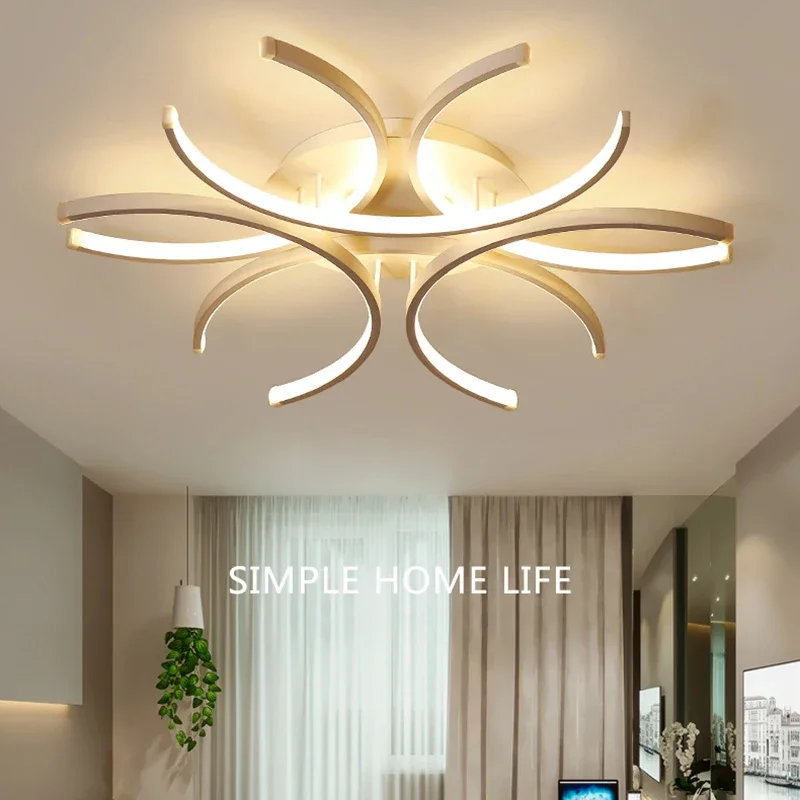 

Modern Led Chandelier Lights White Ceiling Lamp Bedroom Circle Attic Living Dining Room Kitchen Interior Light Fixture