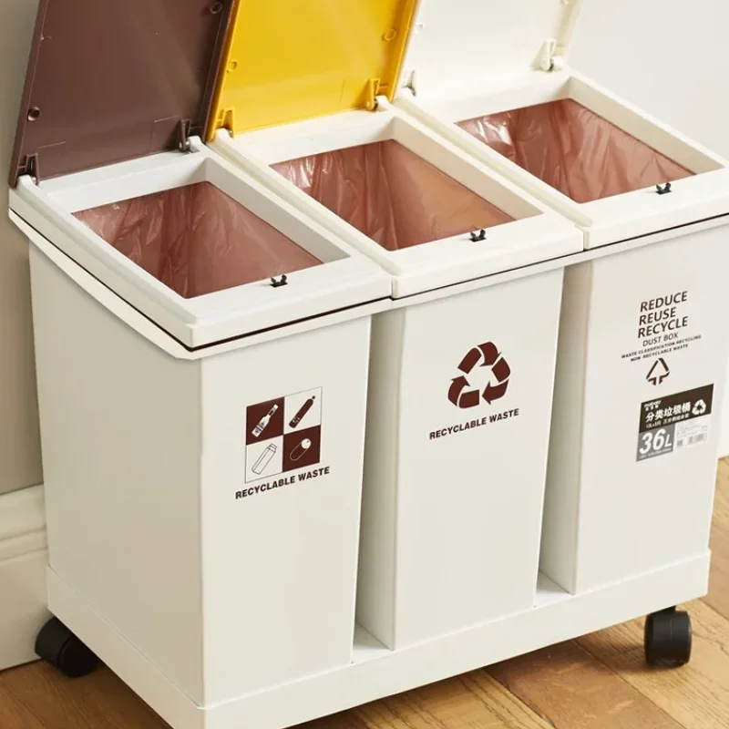 Kitchen Trash Can Wet Dry Separation Garbage Bin Recycling Storage Cube Bathroom and Office Dustbin Waste Management