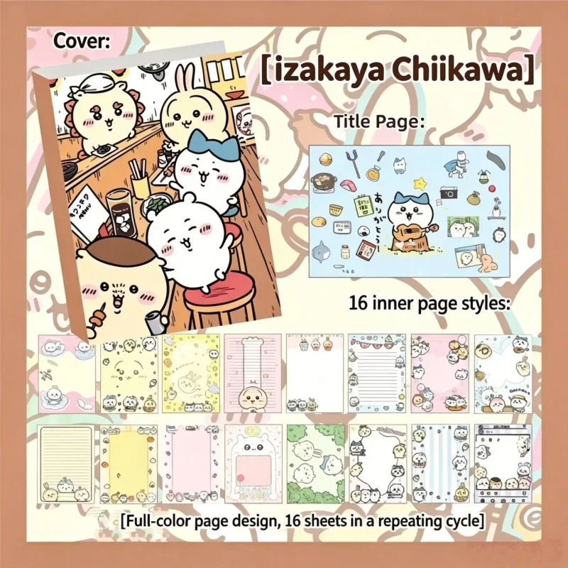 Chiikawa Cute Notebook 80 Sheets, Full Color Kawaii Journal Notepad for Note Taking School Office, Great Gift for Chiikawa Fans view 3