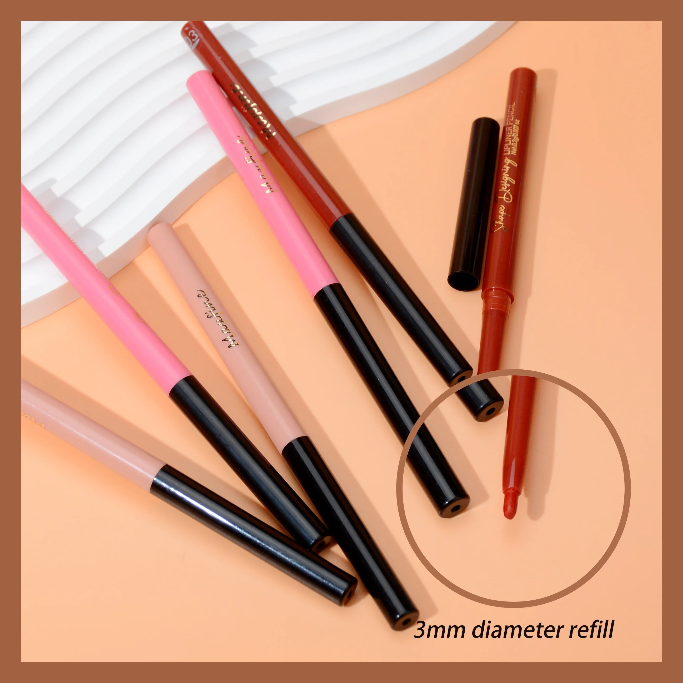 20-kolorowy kredka do ust, wysoki pigment, trwałe wodoodporne i naturalnie ukształtowane kredki kredka do ust.