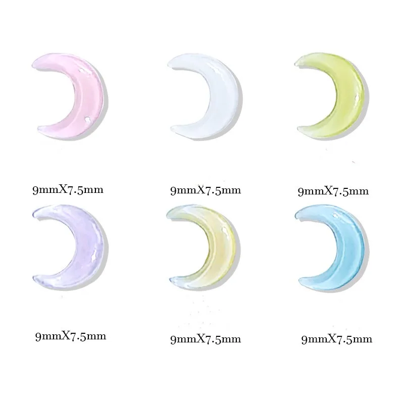 Abalorios de dibujos animados para decoración de uñas, accesorios para manicura, Luna transparente de hielo, cristal colorido, resina, diamantes de imitación, 50 piezas