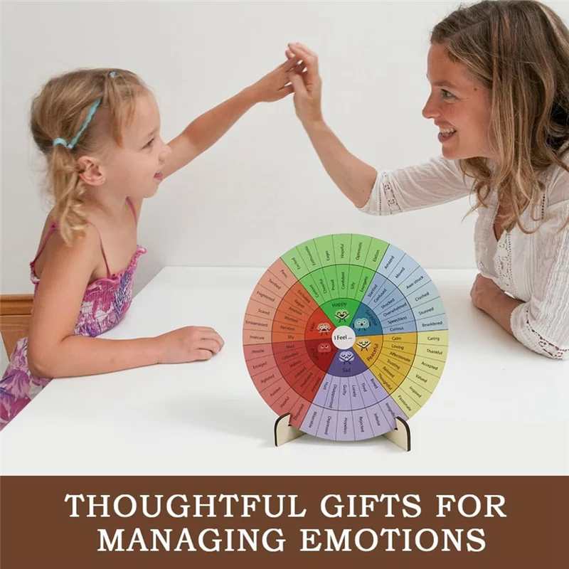 

J1UL1N Feelings Wheel Therapy Деревянное колесо для копирования Таблица подарков для школы, терапевтический офис для школьных консультаций