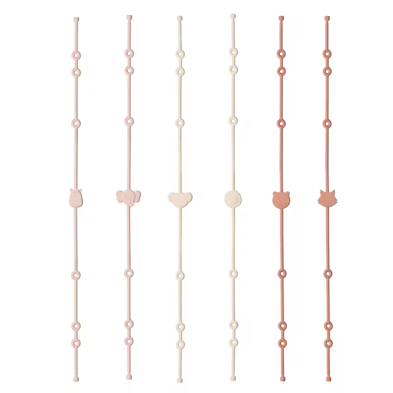 6pcs Baby Silicone Toys Straps ,Cartoon Animal Shape Anti-Lost Adjustable Pacifier Chain For  For Strollers, High Chairs - Image 7