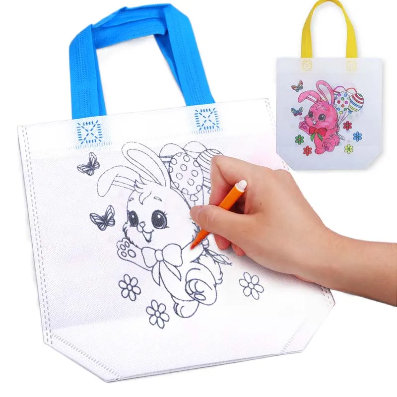 5/10pcs Festival Gift Bags Christmas Halloween Easter Non Woven Fabric Double Sided Graffiti Bag Party Snack Bag Souvenir TMZ