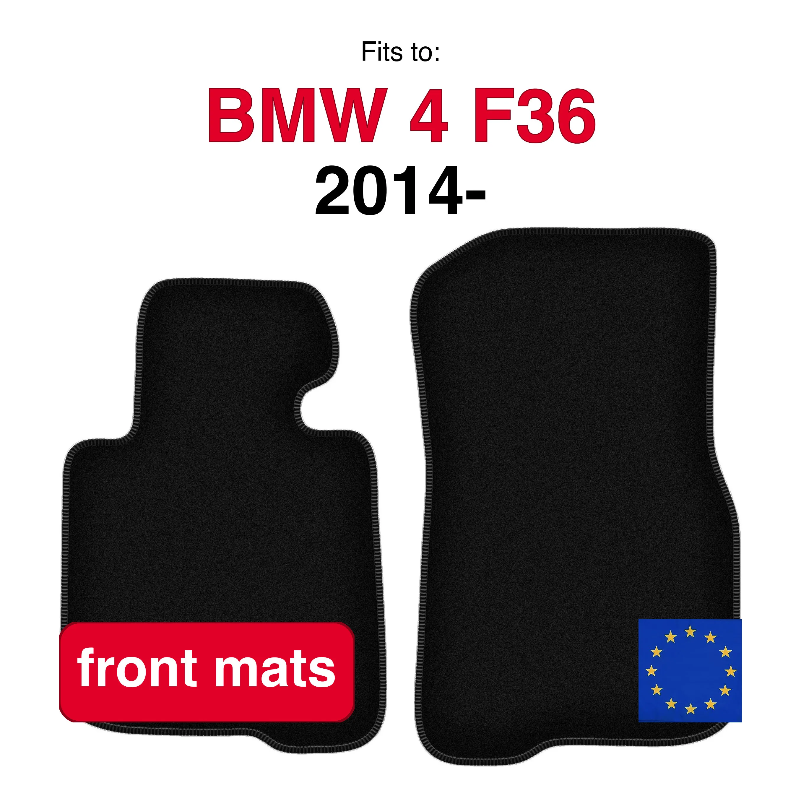 Velour voorste vloermatten voor BMW 4 F36 Gran Coupé (2014-) - Zwart (2 stuks) set auto voorste tapijtmatten voor de voertuigvloer